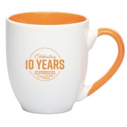Orange Lined Coffee Mug 10 Years